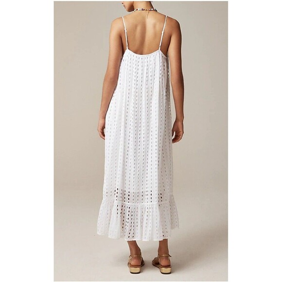 J.CREW Oval Eyelet Midi Dress Size Small White NEW Casual Preppy Bride CK828 - Picture 3 of 15